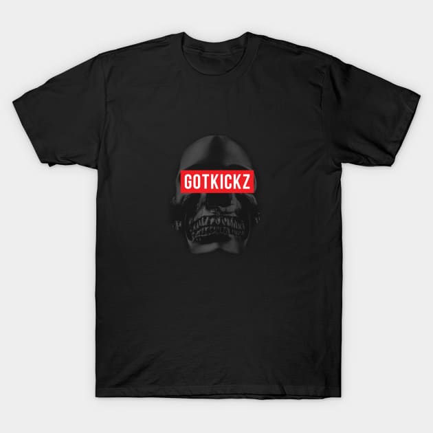 GOTKICKZ Logo (Black Skull Head) T-Shirt by GOTKICKZ